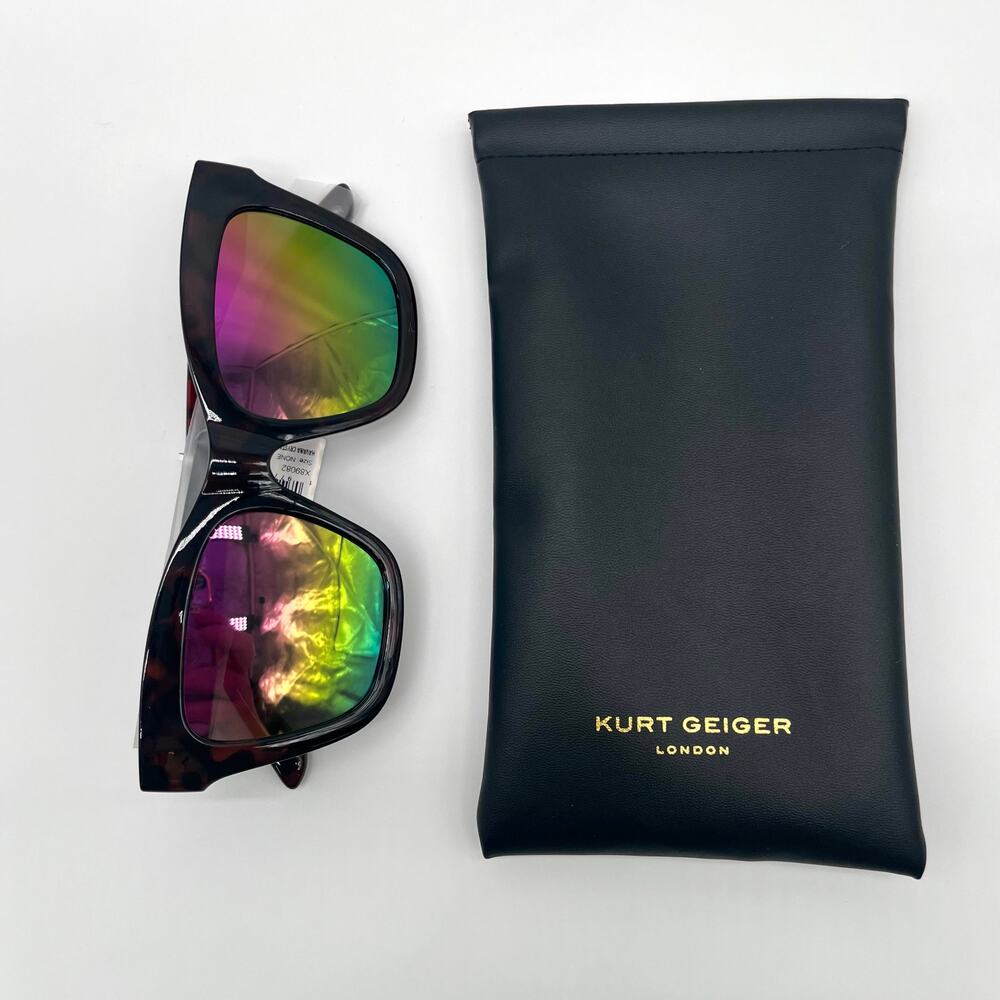 KURT GEIGER NWT Sunglasses, Cat Eye 53mm, Havana Crystal Purple Rainbow - Picture 7 of 15